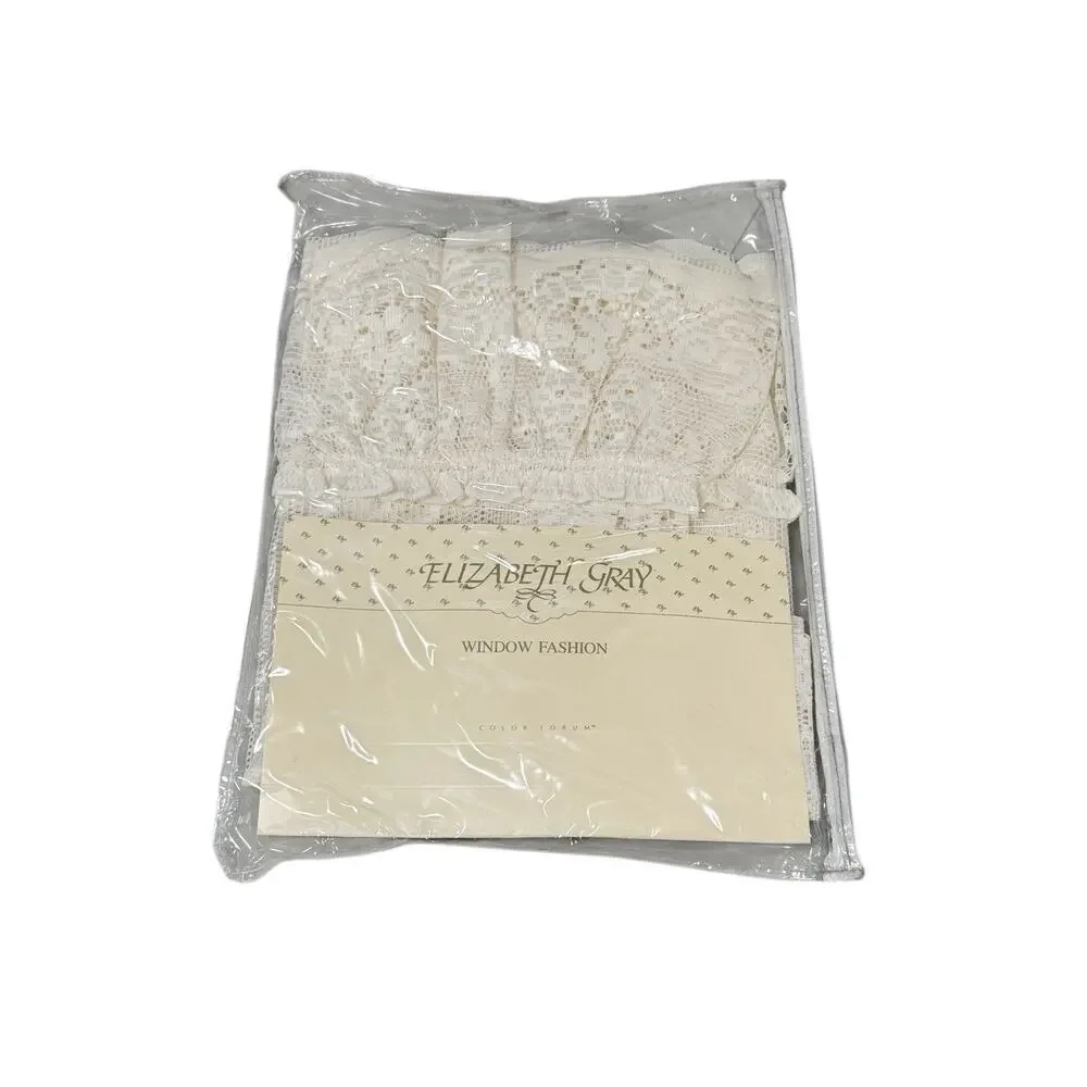 Vintage Elizabeth Gray Eggshell Lace Amboise Insert Valance Curtain Panel‎ 46X14
